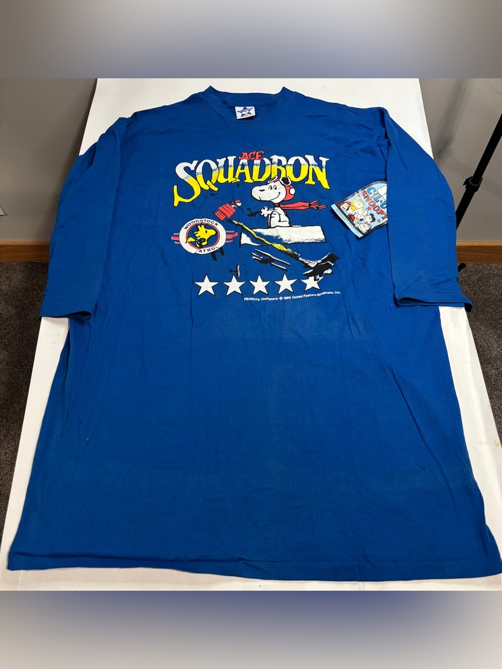 Vintage t shirt snoopy peanuts flying Ace Squadron Blue USA Large XL - Picture 2 of 12